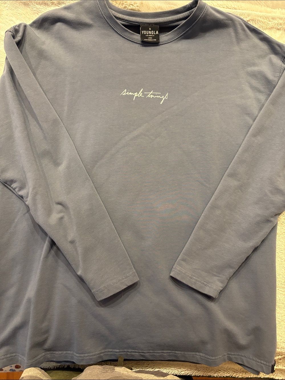 YoungLA Long Sleeve Crewneck Shirt in Dusty Blue